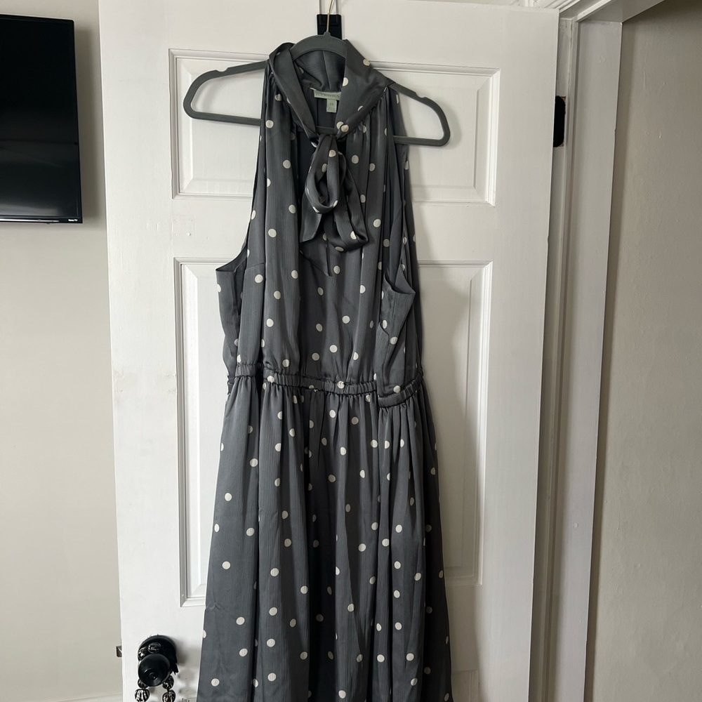 Gray Polka Dot Sleeveless Dress